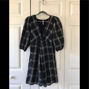 Free People Plaid V Neck Dress WORN ONCE